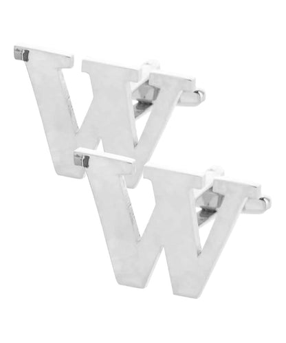 Vittorio Vico Plain Initial Cufflinks in Gift Box - Suits You Sir - Silver - W