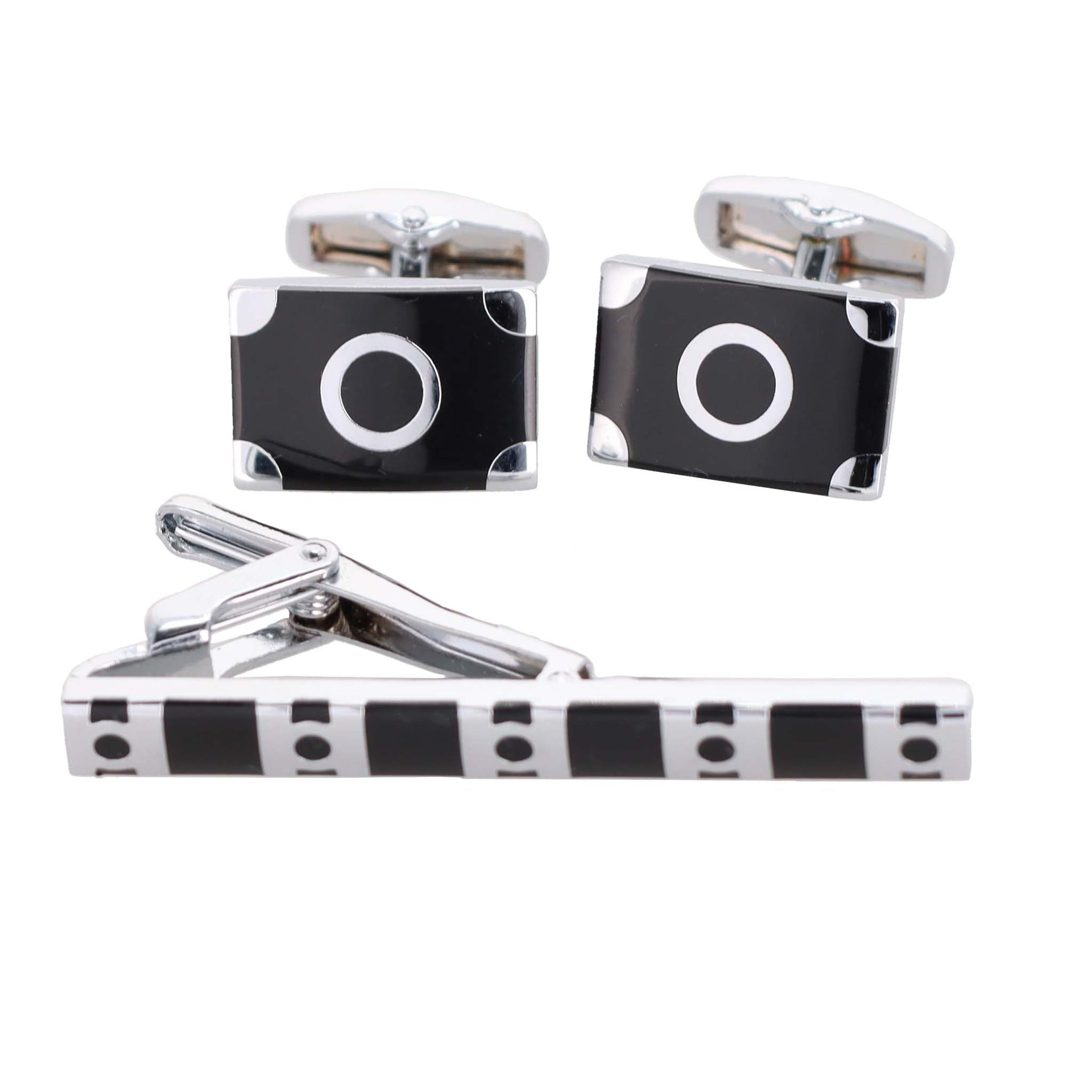 Vittorio Vico Plain Silver Cufflink & Tie Bar Set in Gift Box - Suits You Sir - CLTB 446 - 
