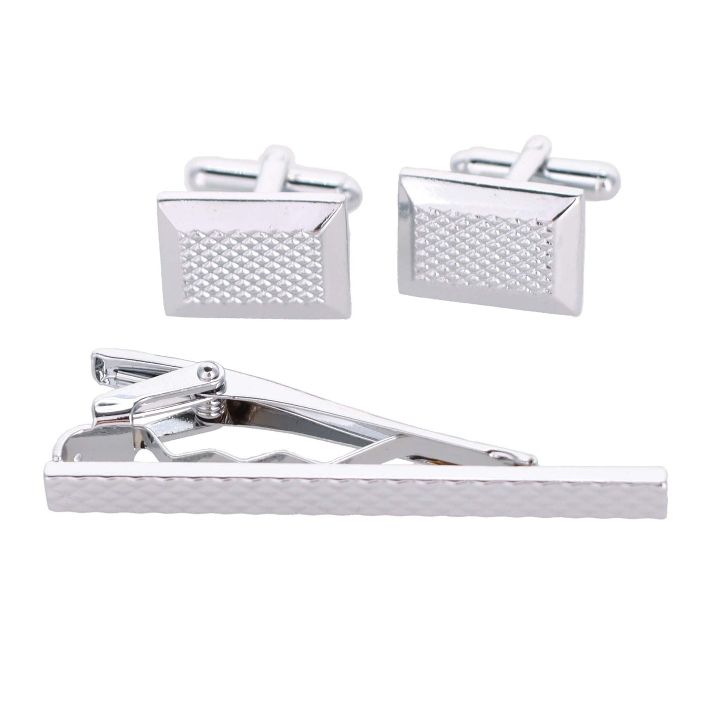 Vittorio Vico Plain Silver Cufflink & Tie Bar Set in Gift Box - Suits You Sir - CLTB 446 - 