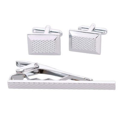 Vittorio Vico Plain Silver Cufflink & Tie Bar Set in Gift Box - Suits You Sir - CLTB 446 - 