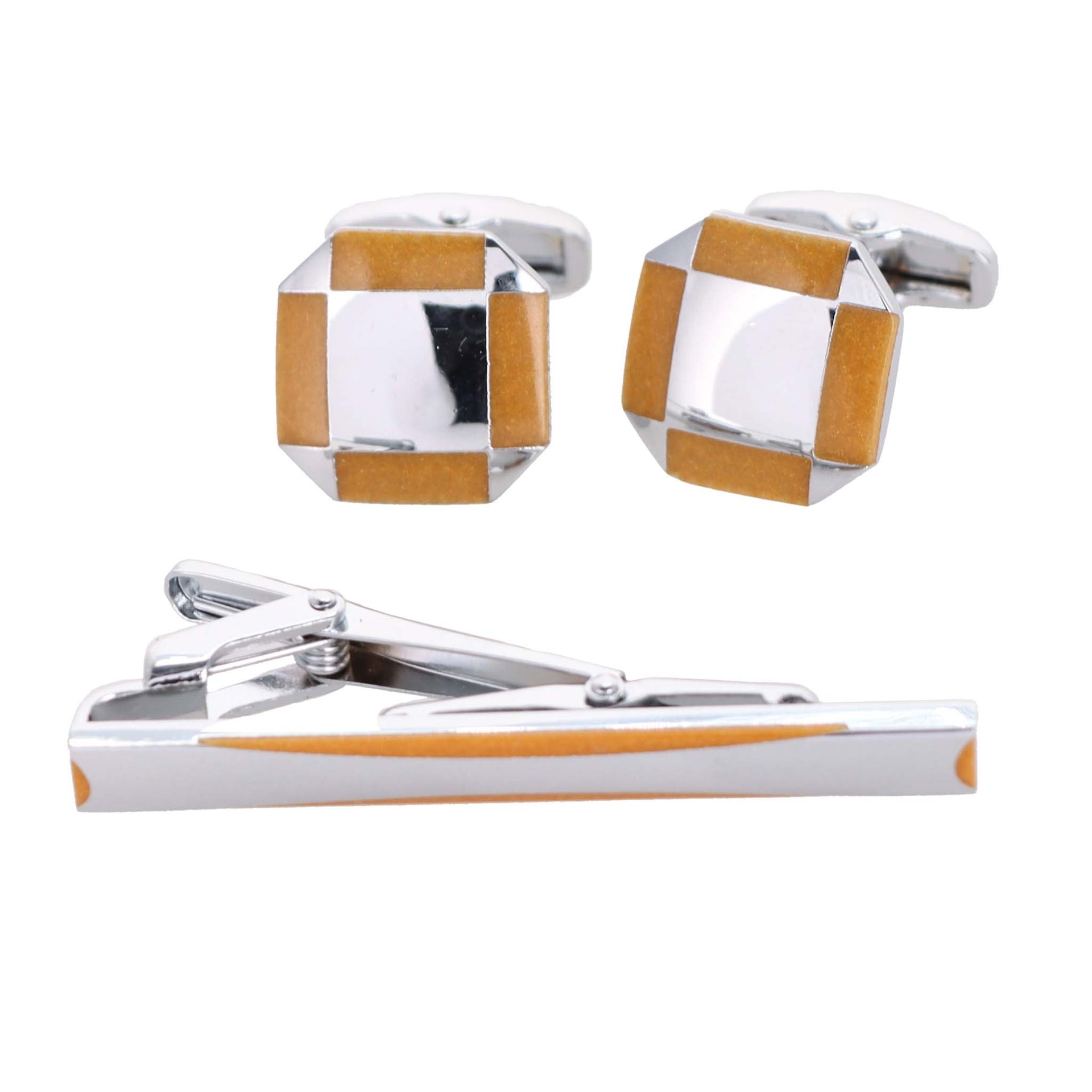 Vittorio Vico Plain Silver Cufflink & Tie Bar Set in Gift Box - Suits You Sir - CLTB 446 - 