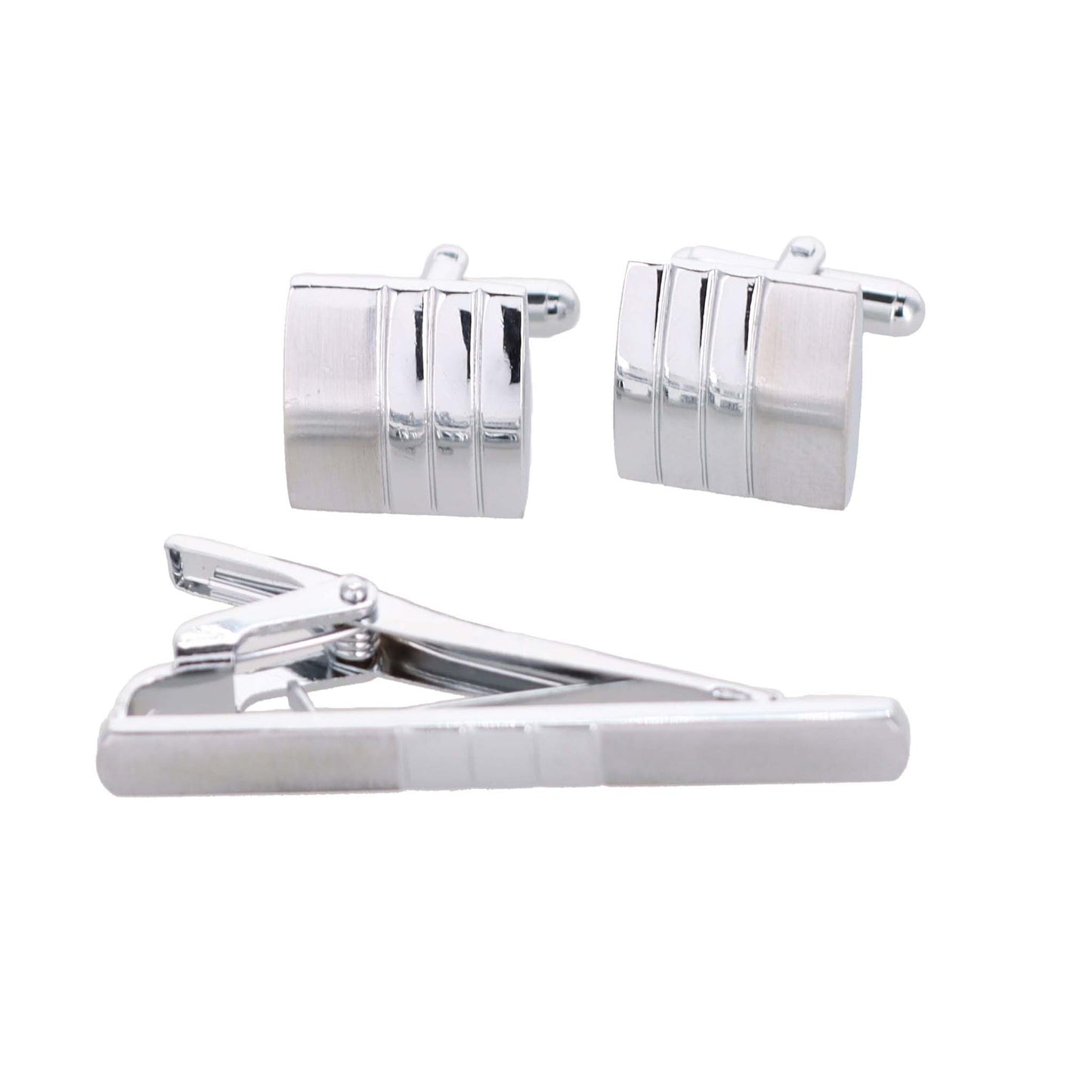 Vittorio Vico Plain Silver Cufflink & Tie Bar Set in Gift Box - Suits You Sir - CLTB 446 - 