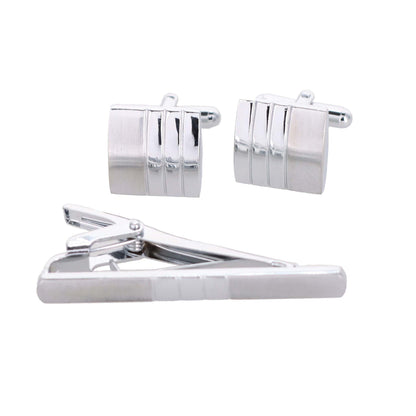 Vittorio Vico Plain Silver Cufflink & Tie Bar Set in Gift Box - Suits You Sir - CLTB 446 - 