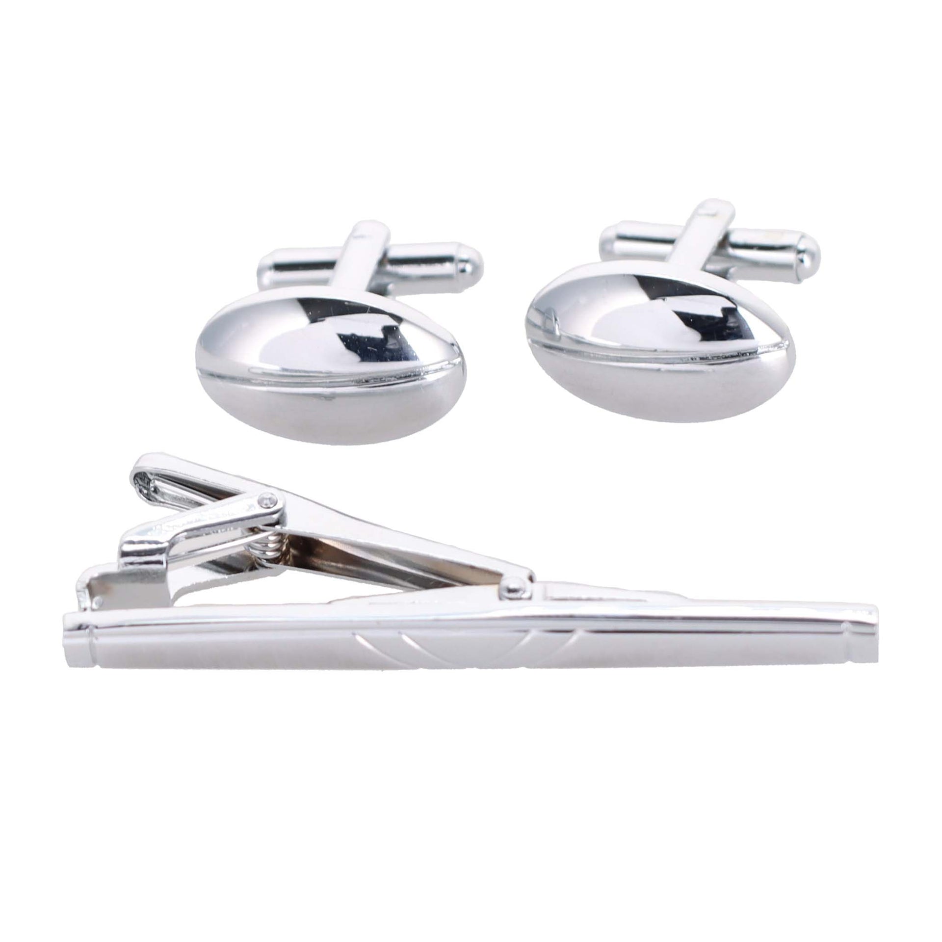 Vittorio Vico Plain Silver Cufflink & Tie Bar Set in Gift Box - Suits You Sir - CLTB 446 - 