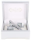 Vittorio Vico Plain Silver Cufflink & Tie Bar Set in Gift Box - Suits You Sir - CLTB 446 - 