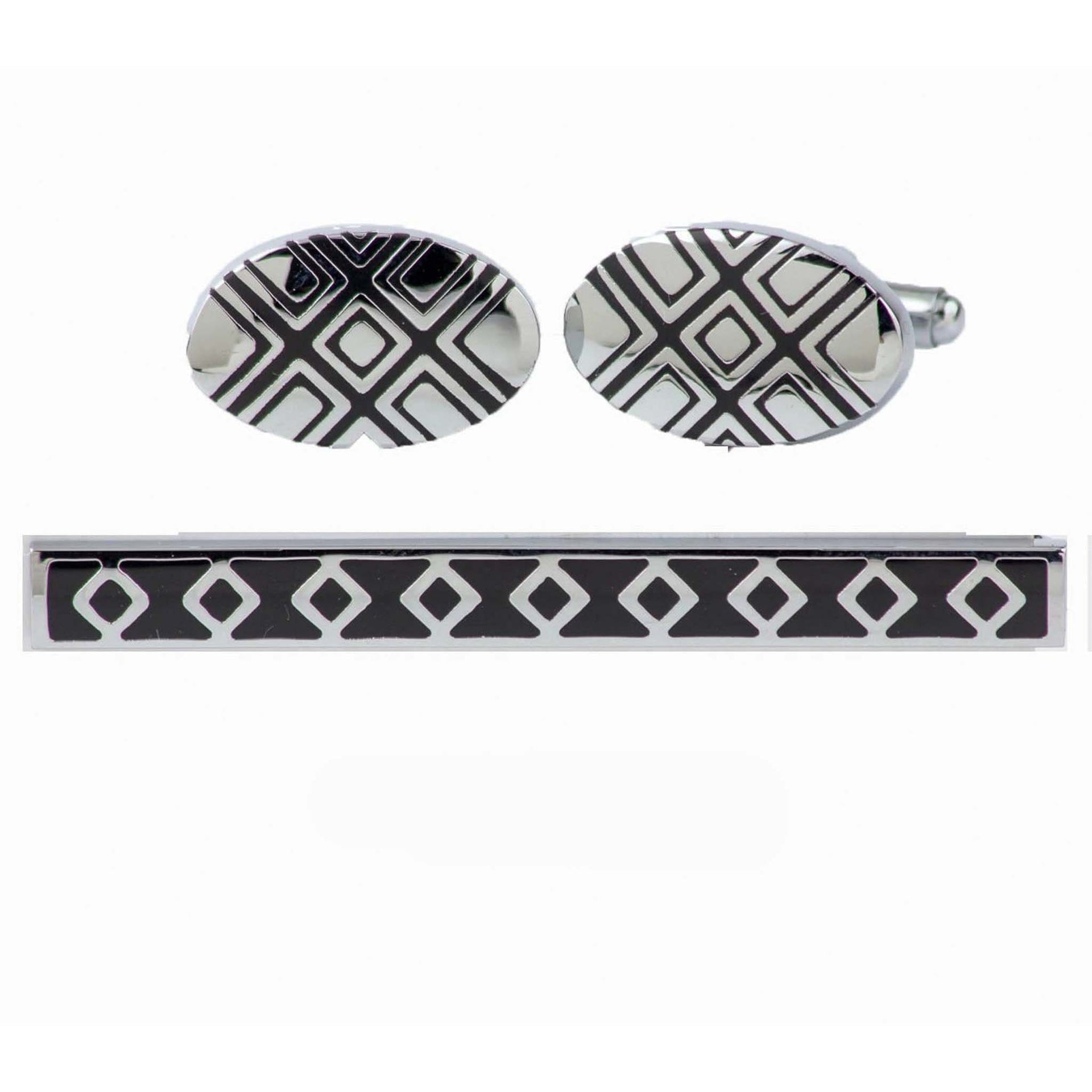 Vittorio Vico Plain Silver Cufflink & Tie Bar Set in Gift Box - Suits You Sir - CLTB 446 - 