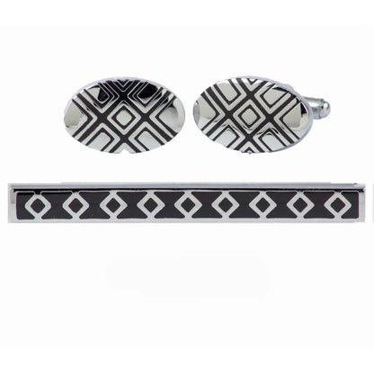 Vittorio Vico Plain Silver Cufflink & Tie Bar Set in Gift Box - Suits You Sir - CLTB 446 - 
