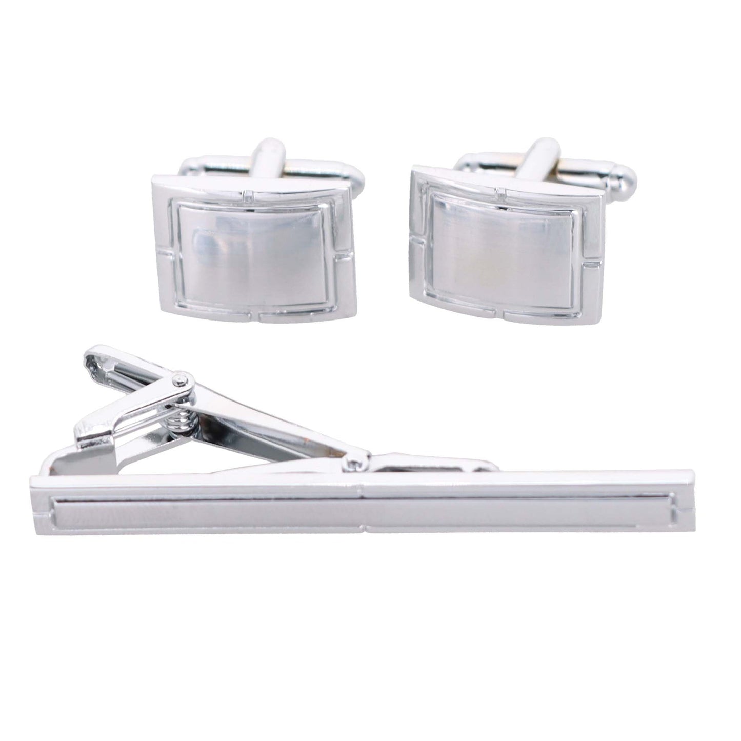 Vittorio Vico Plain Silver Cufflink & Tie Bar Set in Gift Box - Suits You Sir - CLTB 446 - 