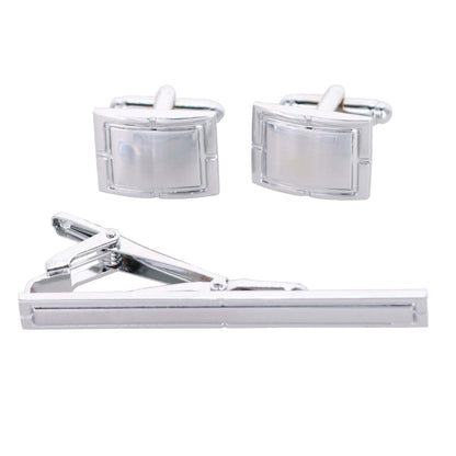Vittorio Vico Plain Silver Cufflink & Tie Bar Set in Gift Box - Suits You Sir - CLTB 446 - 