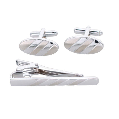 Vittorio Vico Plain Silver Cufflink & Tie Bar Set in Gift Box - Suits You Sir - CLTB 446 - 