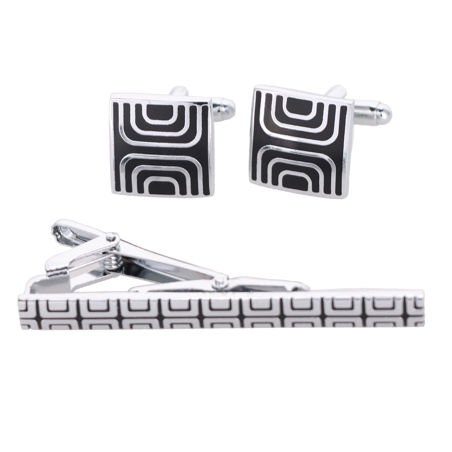 Vittorio Vico Plain Silver Cufflink & Tie Bar Set in Gift Box - Suits You Sir - CLTB 460 - 