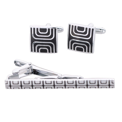 Vittorio Vico Plain Silver Cufflink & Tie Bar Set in Gift Box - Suits You Sir - CLTB 460 - 