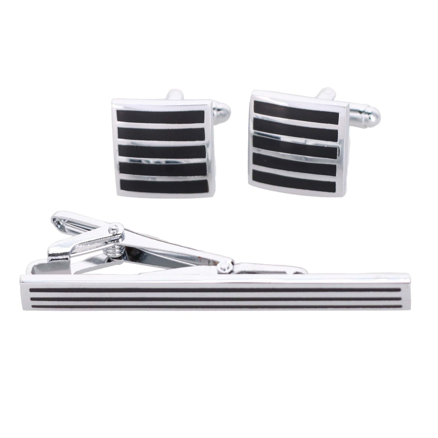 Vittorio Vico Plain Silver Cufflink & Tie Bar Set in Gift Box - Suits You Sir - CLTB 460 - 