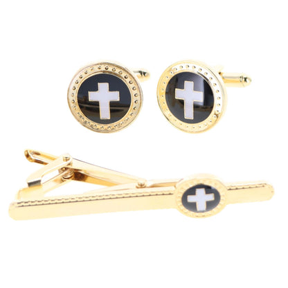 Vittorio Vico Religious Cufflink & Tie Bar Set in Gift Box - Suits You Sir - Gold - 