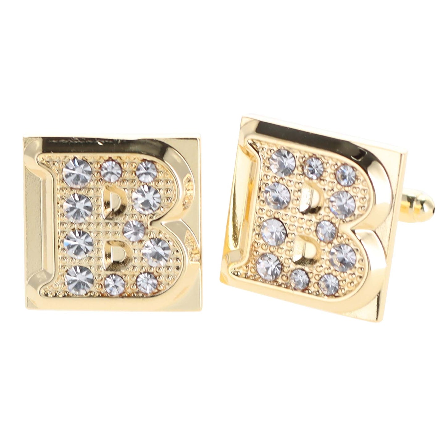 Vittorio Vico Rhinestone Initial Cufflinks in Gift Box - Suits You Sir - Gold - B
