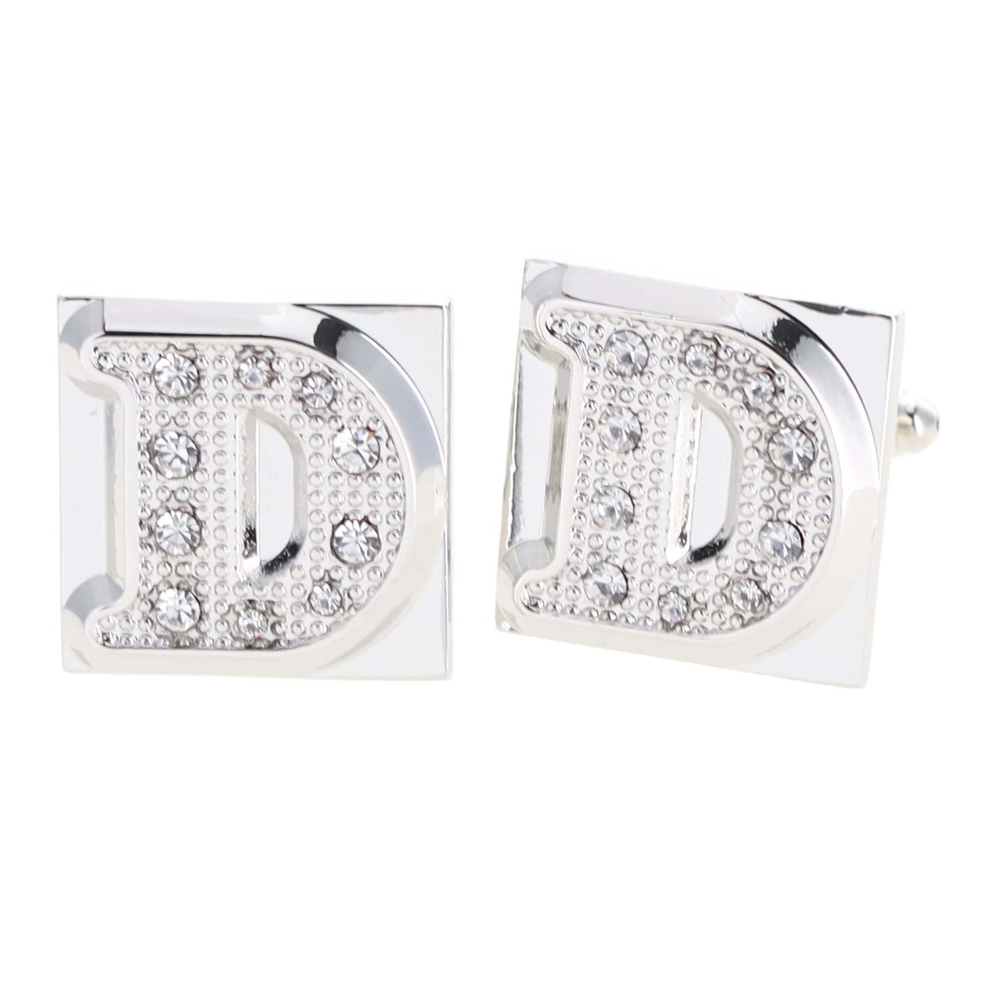Vittorio Vico Rhinestone Initial Cufflinks in Gift Box - Suits You Sir - Gold - C