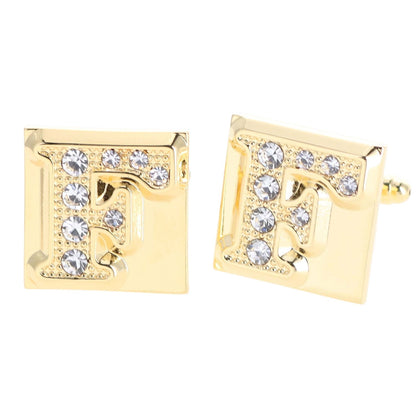 Vittorio Vico Rhinestone Initial Cufflinks in Gift Box - Suits You Sir - Gold - F