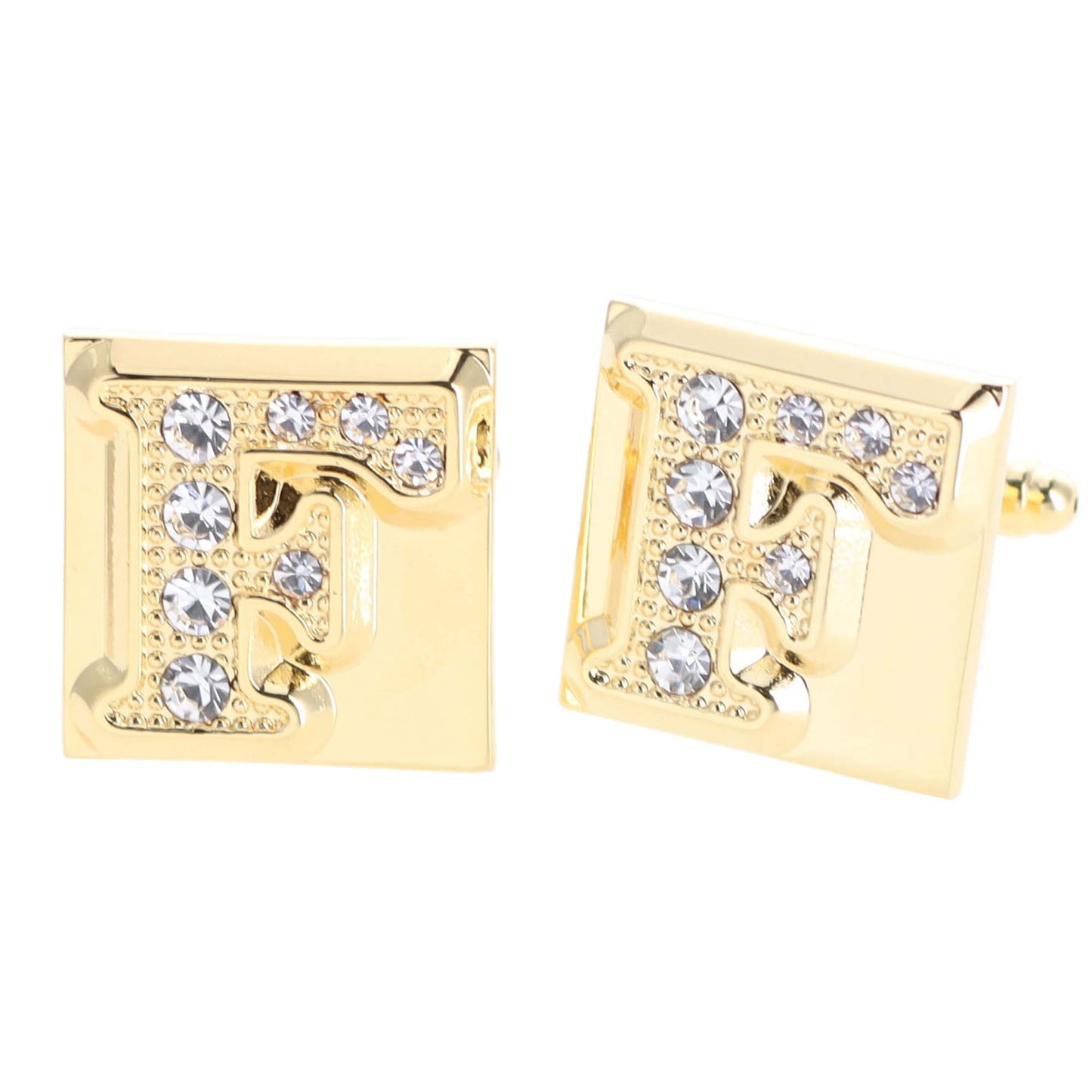 Vittorio Vico Rhinestone Initial Cufflinks in Gift Box - Suits You Sir - Gold - F