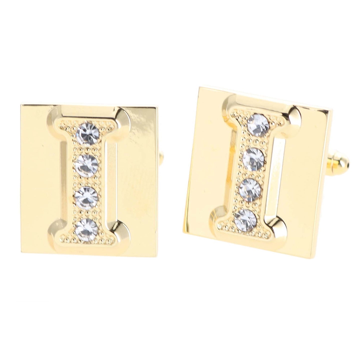 Vittorio Vico Rhinestone Initial Cufflinks in Gift Box - Suits You Sir - Gold - I