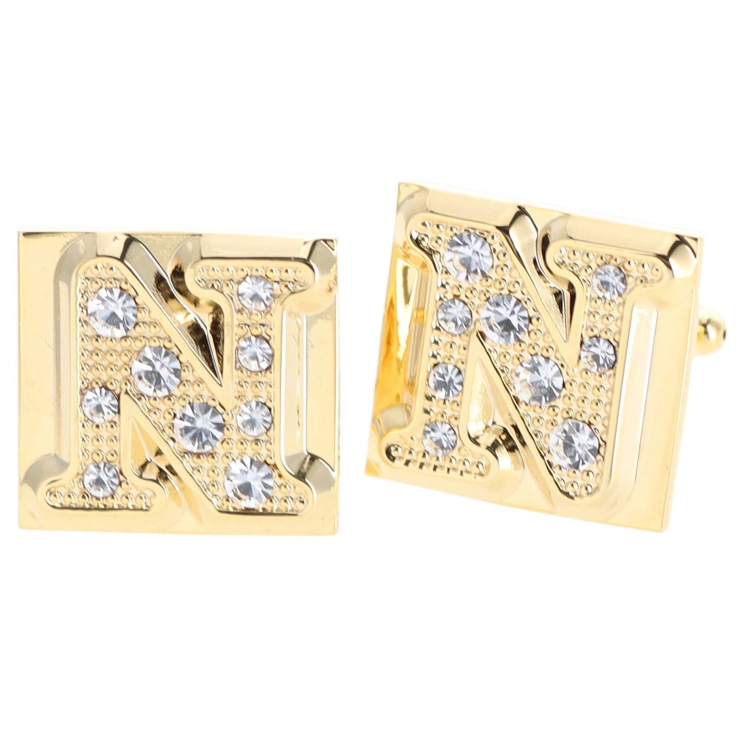 Vittorio Vico Rhinestone Initial Cufflinks in Gift Box - Suits You Sir - Gold - N