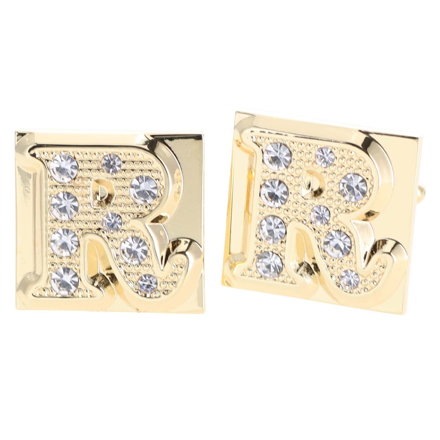Vittorio Vico Rhinestone Initial Cufflinks in Gift Box - Suits You Sir - Gold - R