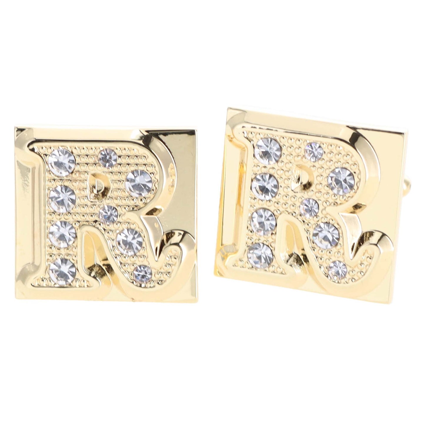 Vittorio Vico Rhinestone Initial Cufflinks in Gift Box - Suits You Sir - Gold - R
