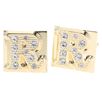 Vittorio Vico Rhinestone Initial Cufflinks in Gift Box - Suits You Sir - Gold - R