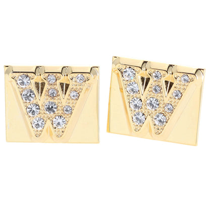 Vittorio Vico Rhinestone Initial Cufflinks in Gift Box - Suits You Sir - Gold - W
