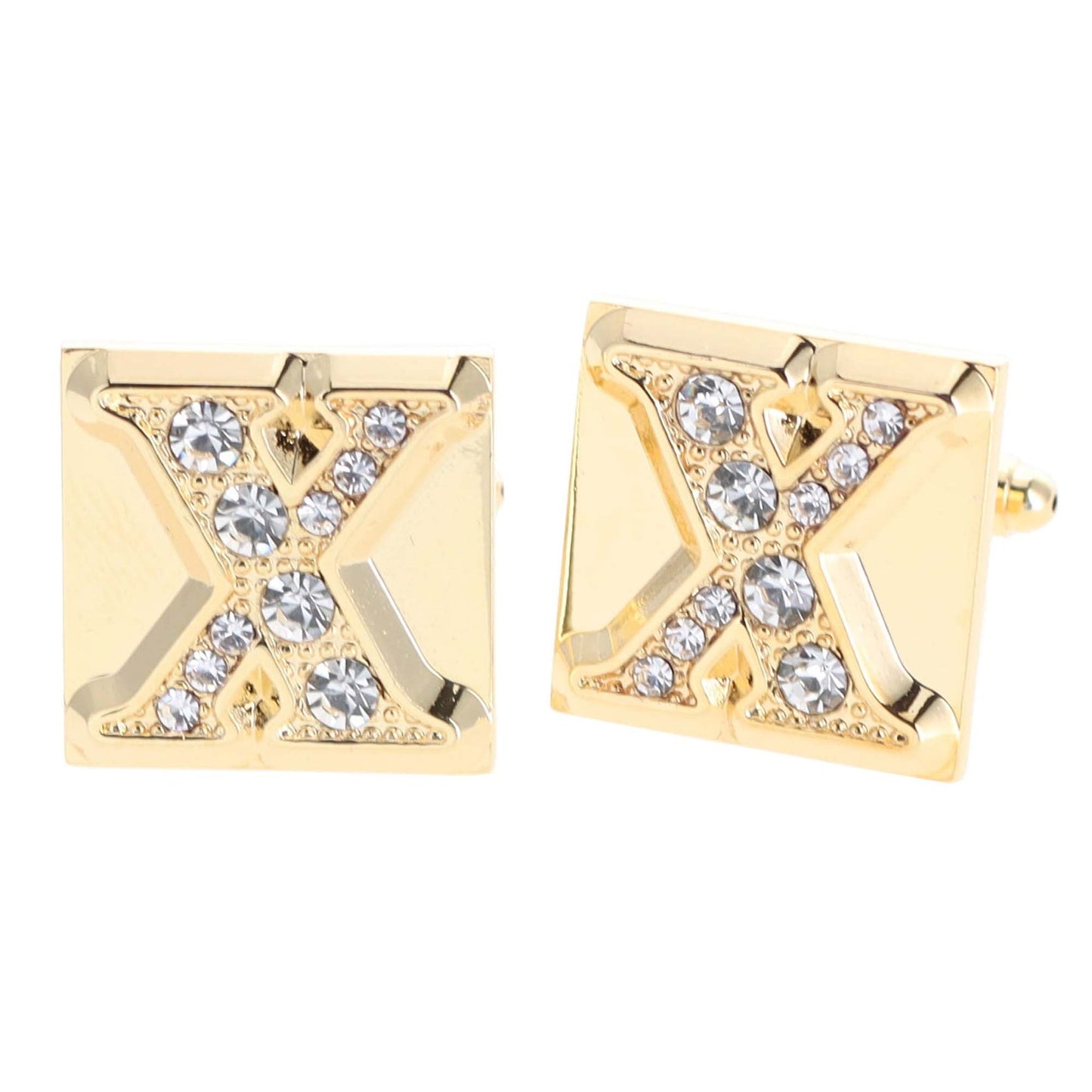 Vittorio Vico Rhinestone Initial Cufflinks in Gift Box - Suits You Sir - Gold - X
