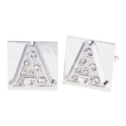 Vittorio Vico Rhinestone Initial Cufflinks in Gift Box - Suits You Sir - Silver - A