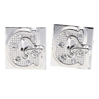 Vittorio Vico Rhinestone Initial Cufflinks in Gift Box - Suits You Sir - Silver - G