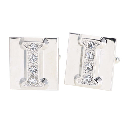 Vittorio Vico Rhinestone Initial Cufflinks in Gift Box - Suits You Sir - Silver - I