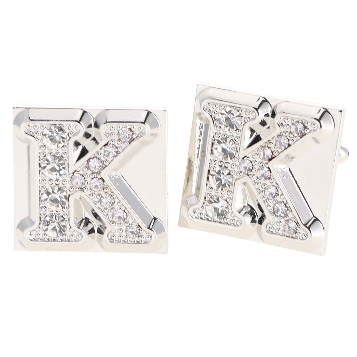 Vittorio Vico Rhinestone Initial Cufflinks in Gift Box - Suits You Sir - Silver - K