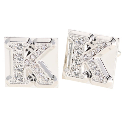 Vittorio Vico Rhinestone Initial Cufflinks in Gift Box - Suits You Sir - Silver - K