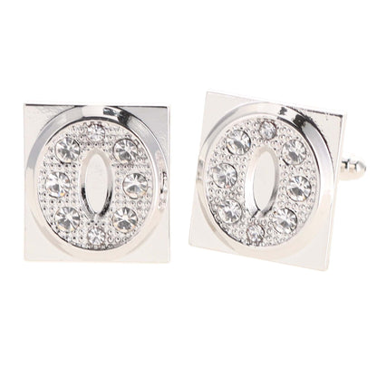 Vittorio Vico Rhinestone Initial Cufflinks in Gift Box - Suits You Sir - Silver - O