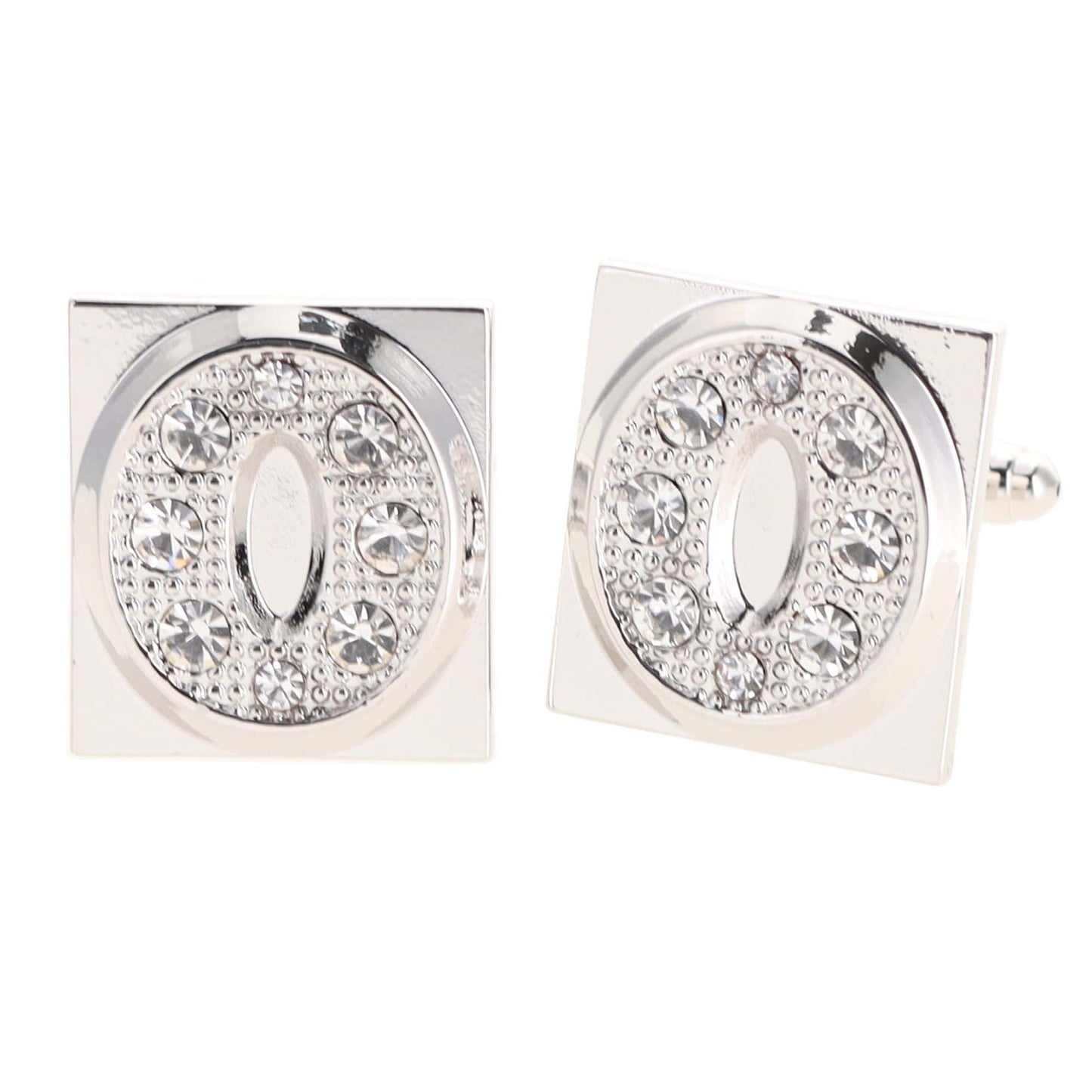 Vittorio Vico Rhinestone Initial Cufflinks in Gift Box - Suits You Sir - Silver - O
