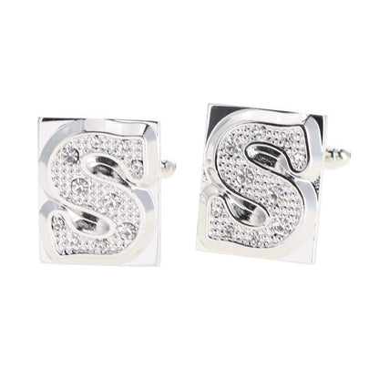 Vittorio Vico Rhinestone Initial Cufflinks in Gift Box - Suits You Sir - Silver - S