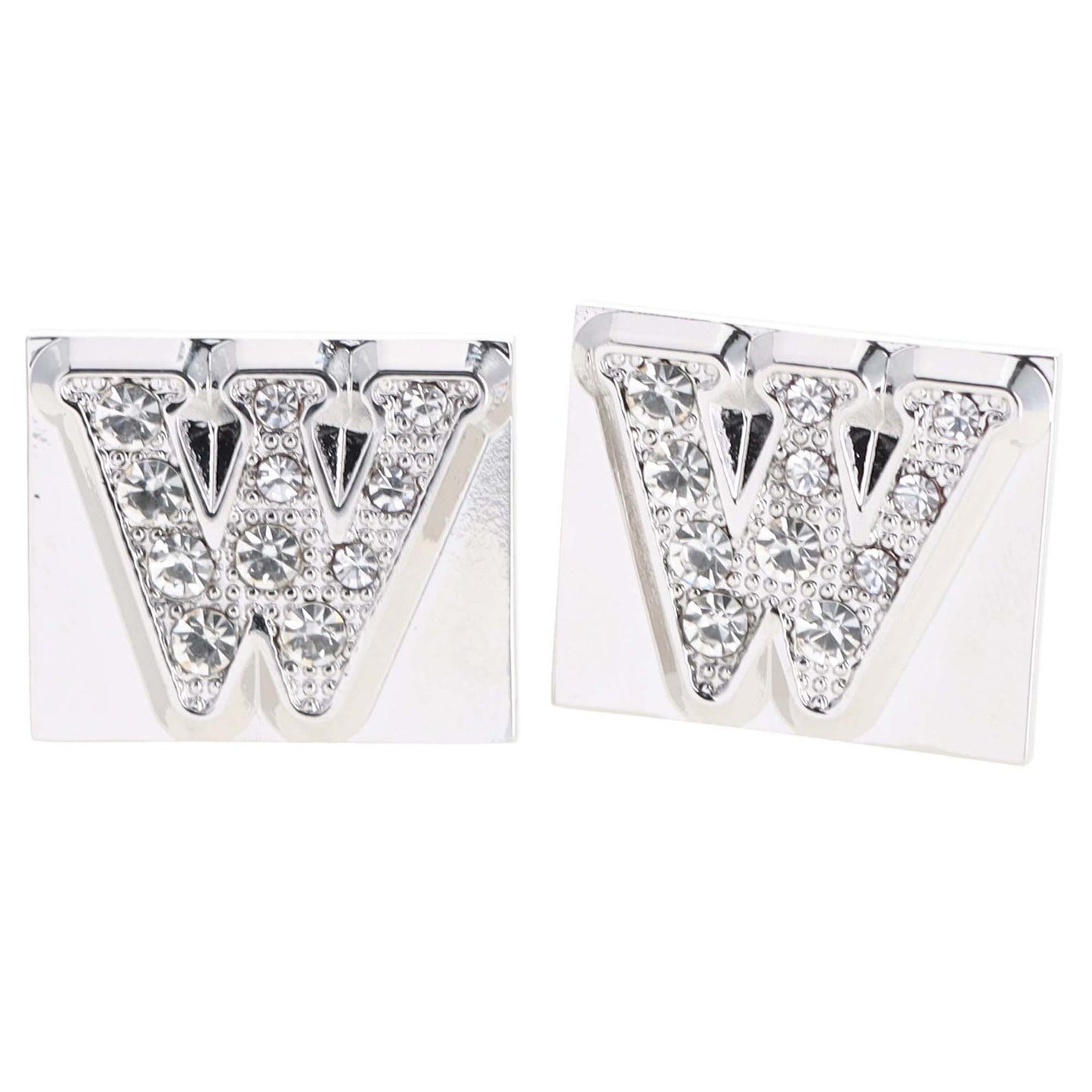 Vittorio Vico Rhinestone Initial Cufflinks in Gift Box - Suits You Sir - Silver - W