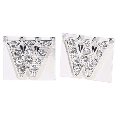 Vittorio Vico Rhinestone Initial Cufflinks in Gift Box - Suits You Sir - Silver - W