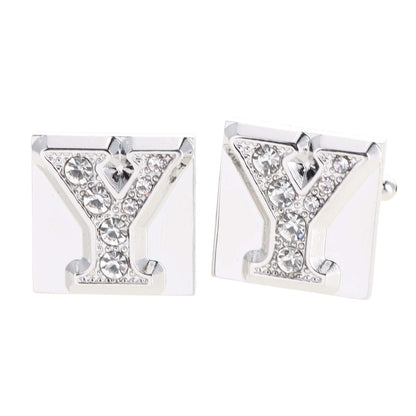 Vittorio Vico Rhinestone Initial Cufflinks in Gift Box - Suits You Sir - Silver - Y