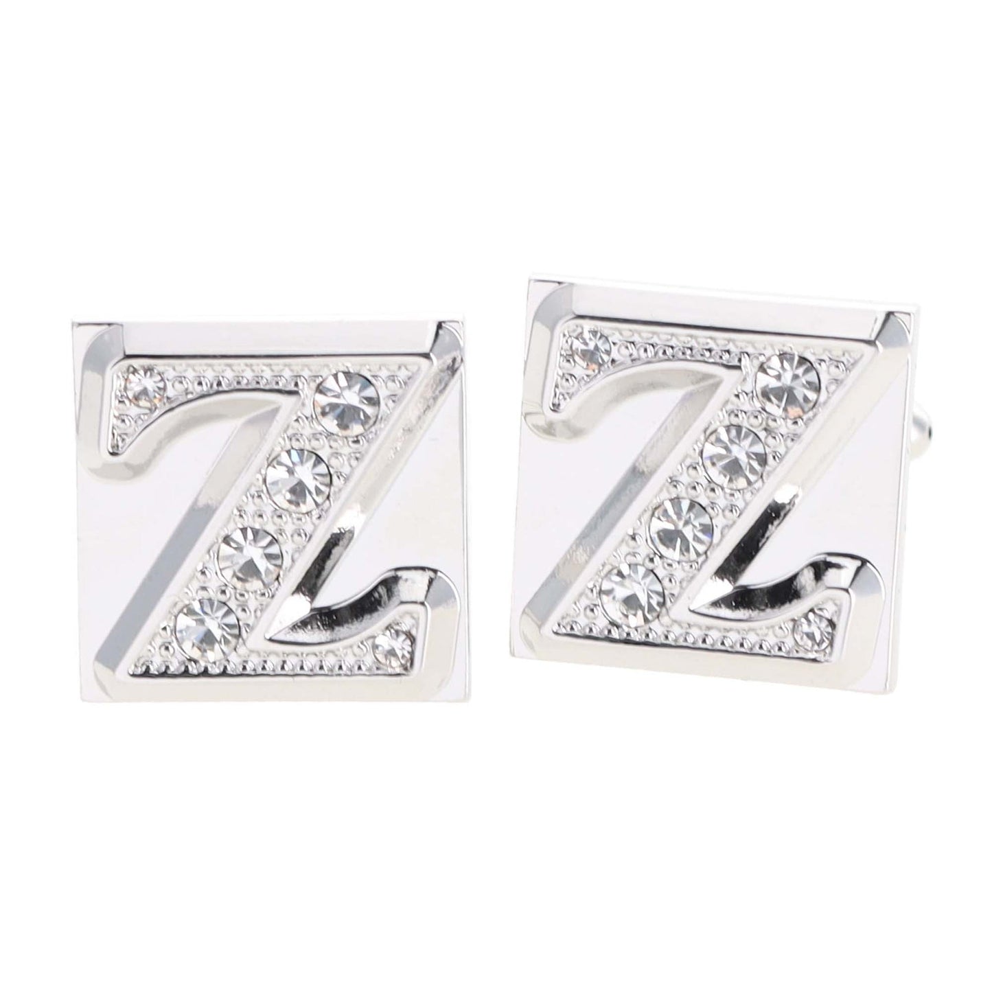 Vittorio Vico Rhinestone Initial Cufflinks in Gift Box - Suits You Sir - Silver - Z