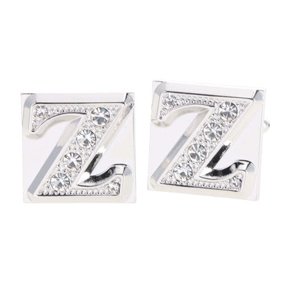 Vittorio Vico Rhinestone Initial Cufflinks in Gift Box - Suits You Sir - Silver - Z