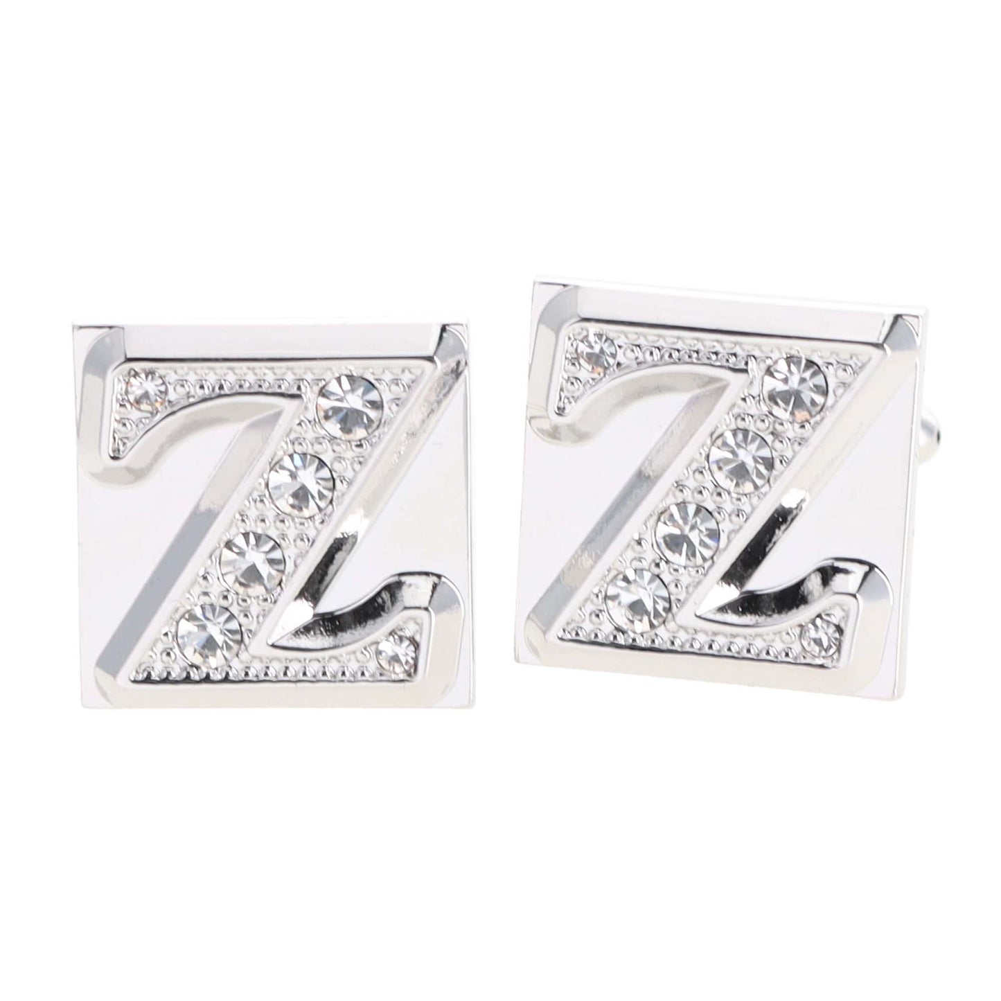 Vittorio Vico Rhinestone Initial Cufflinks in Gift Box - Suits You Sir - Silver - Z