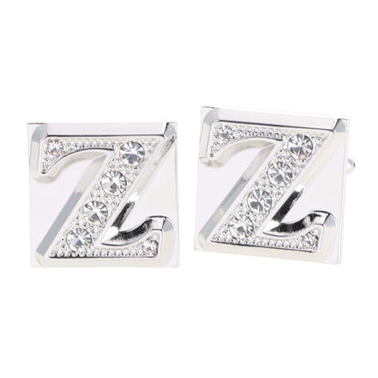 Vittorio Vico Rhinestone Initial Cufflinks in Gift Box - Suits You Sir - Silver - Z