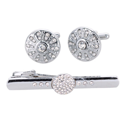Vittorio Vico Silver Rhinestone Cufflink & Tie Bar Set in Gift Box - Suits You Sir - CR - 028 - 