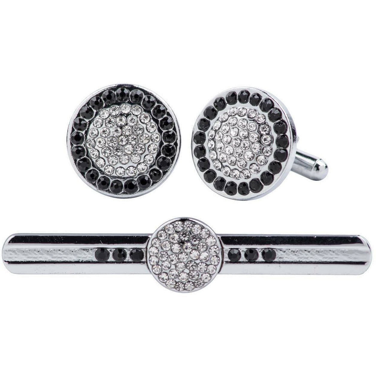 Vittorio Vico Silver Rhinestone Cufflink & Tie Bar Set in Gift Box - Suits You Sir - CR - 061 - 