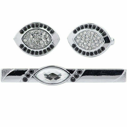 Vittorio Vico Silver Rhinestone Cufflink & Tie Bar Set in Gift Box - Suits You Sir - CR - 070 - 