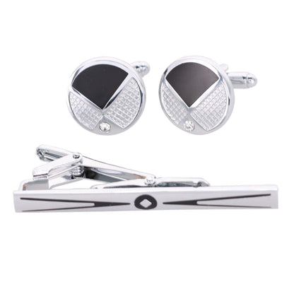 Vittorio Vico Silver Rhinestone Cufflink & Tie Bar Set in Gift Box - Suits You Sir - CR - 088 - 