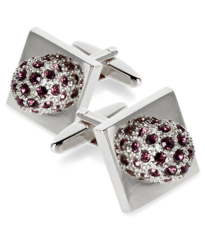 Vittorio Vico Studded Colorstone Crystal Flower Cufflinks: CL12XX Series - Suits You Sir - Purple and Silver - 