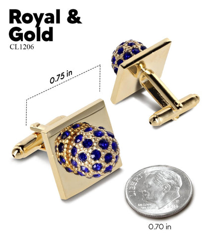 Vittorio Vico Studded Colorstone Crystal Flower Cufflinks: CL12XX Series - Suits You Sir - Royal Blue and Gold - 
